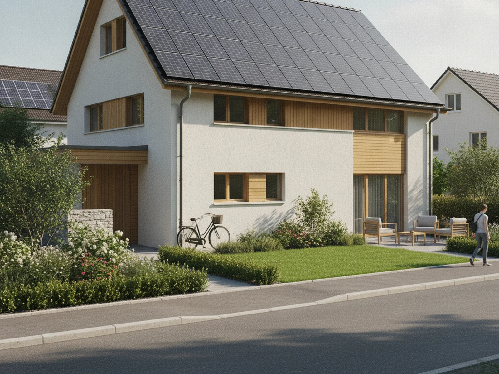 Modernes Schweizer Haus mit Solaranlage